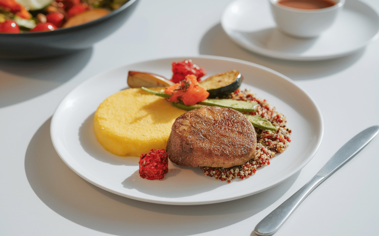 Accompagner escalope milanaise avec quinoa et légumes grillés