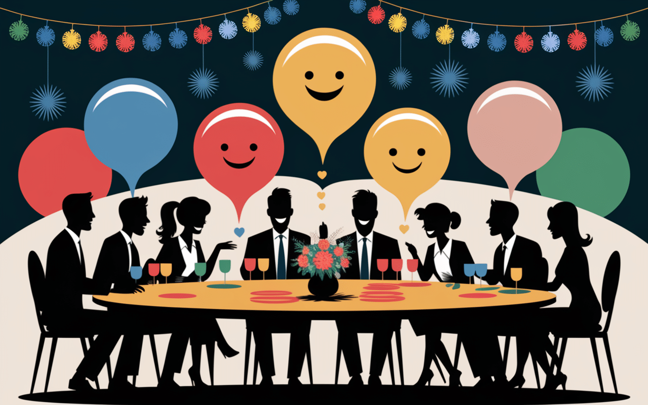 Groupe autour table repas à thème