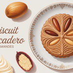 biscuit trocadero doré aux amandes sur assiette porcelaine