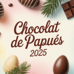 Chocolat de Pâques 2025 : oeufs, lapins et tablettes sur fond printanier