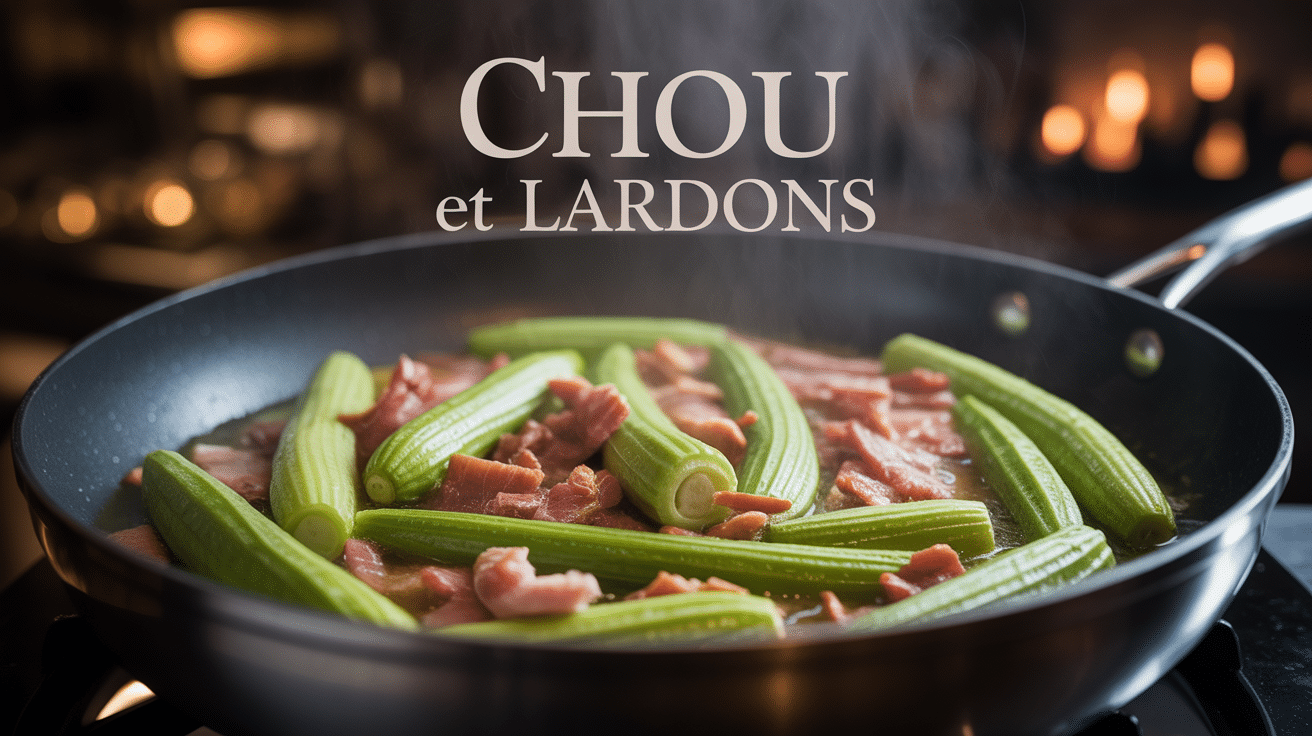 Poêlée appétissante de chou et lardons en cuisine