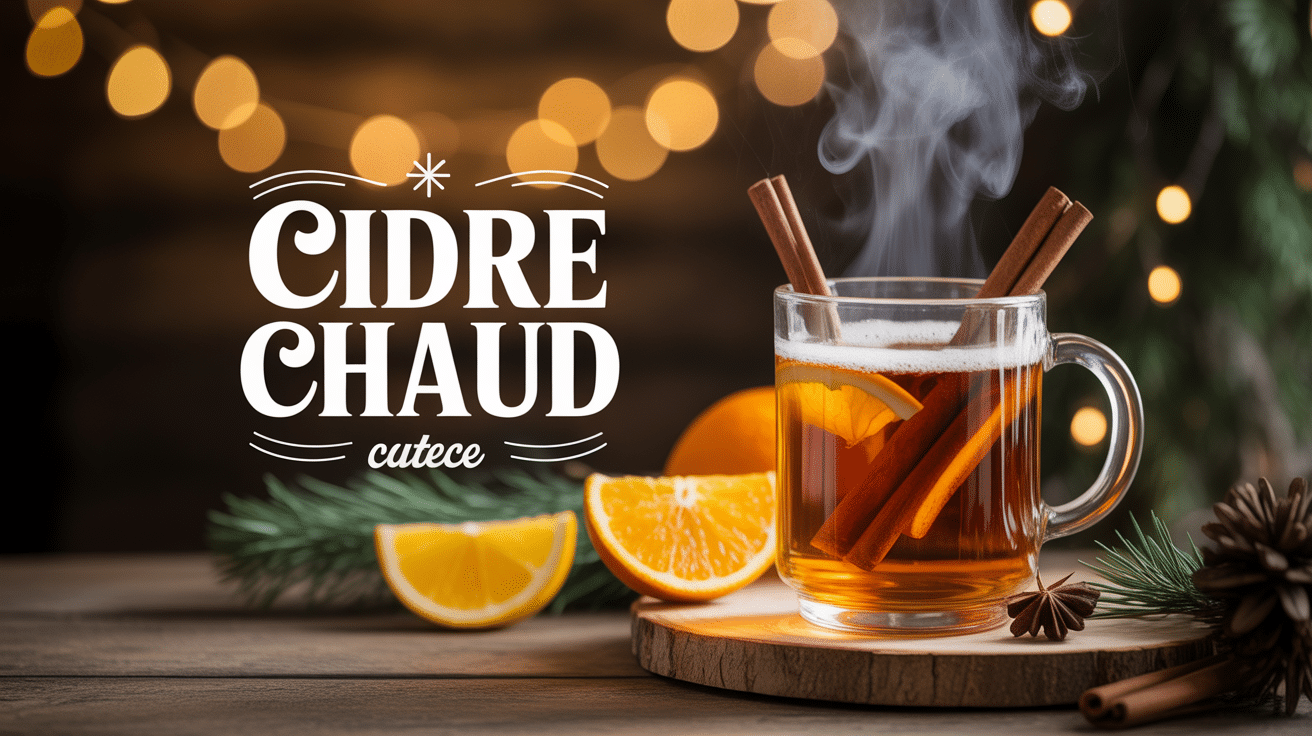 Tasse cidre chaud épices cannelle orange hiver