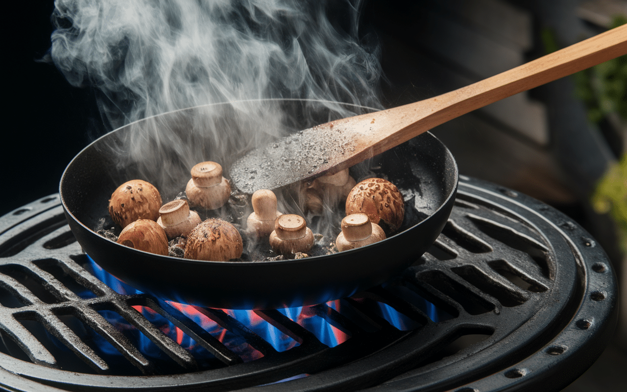 Cuire des trompettes de la mort cuisson parfaite poêle