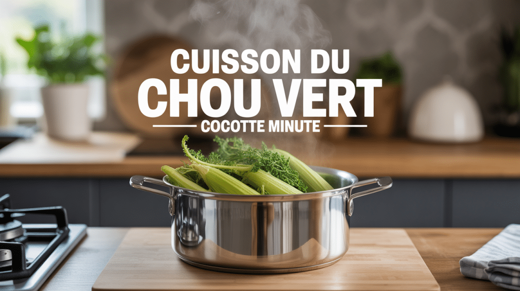 Cuisson du chou vert cocotte minute avec vapeur en cuisine moderne