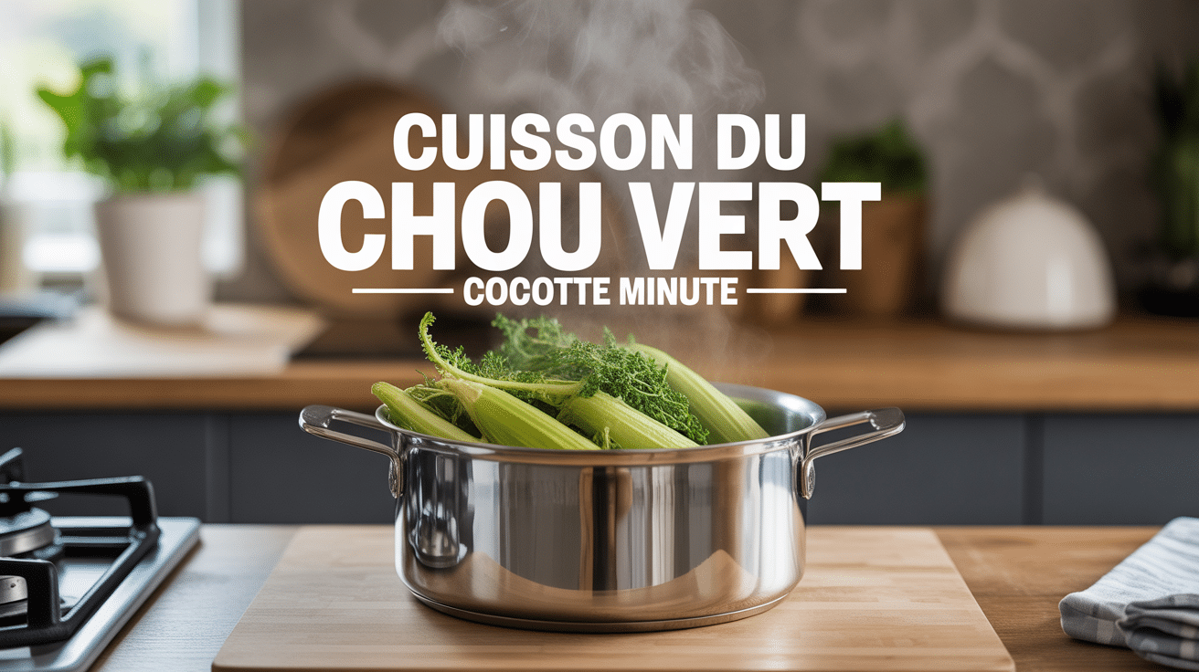 Cuisson du chou vert cocotte minute avec vapeur en cuisine moderne