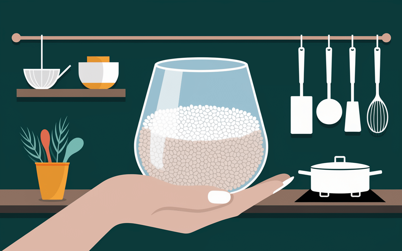 Dosage riz verre main tenant verre de riz cru