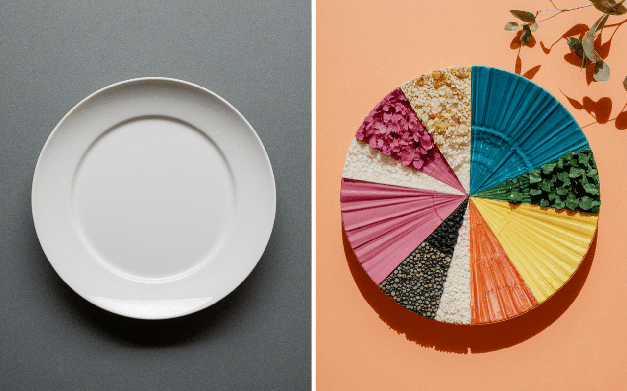 Dressage assiette avant simple après présentation artistique