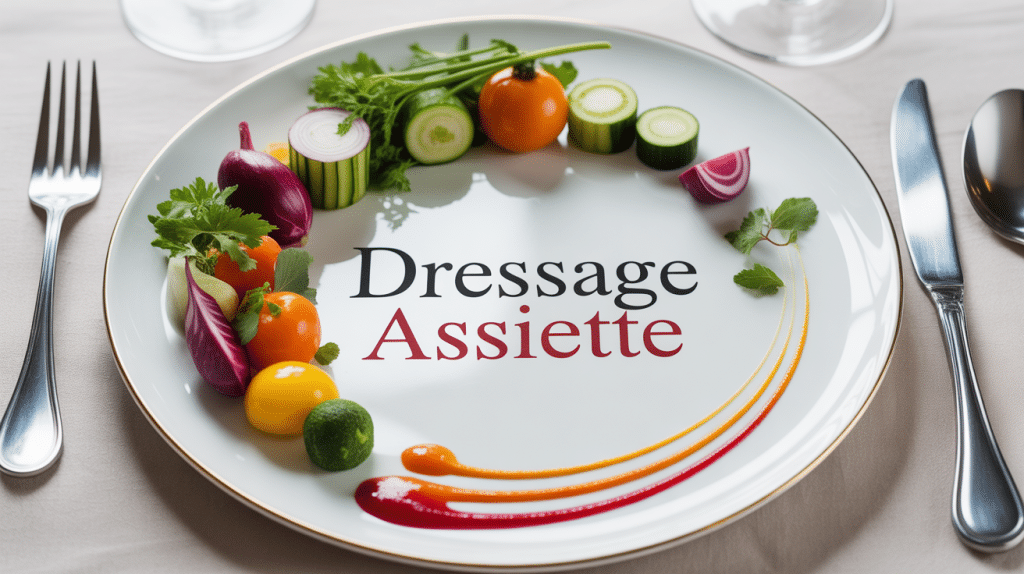 Dressage assiette élégant avec légumes colorés et sauce raffinée