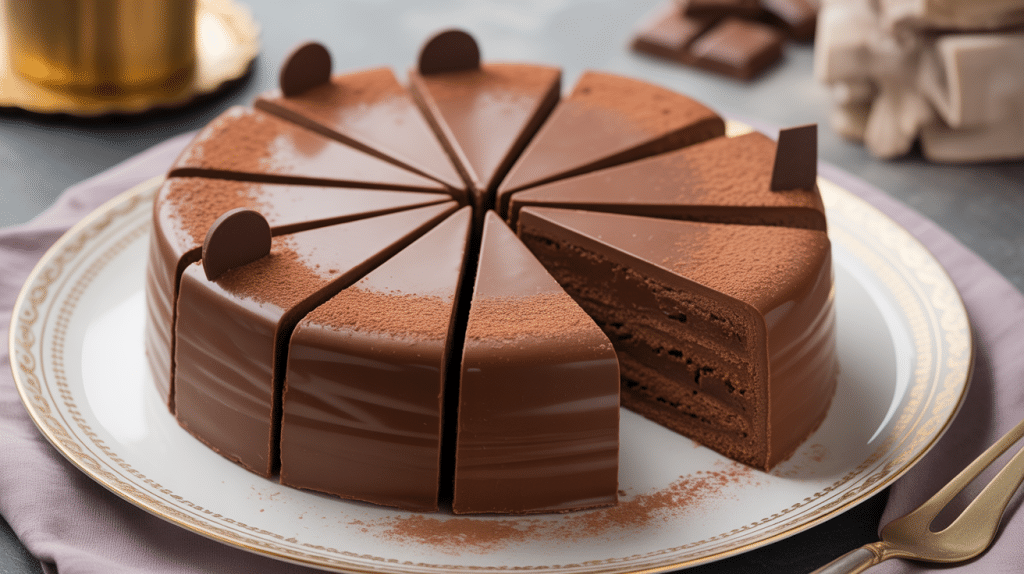 Gâteau reine de saba mercotte fondant au chocolat décoré
