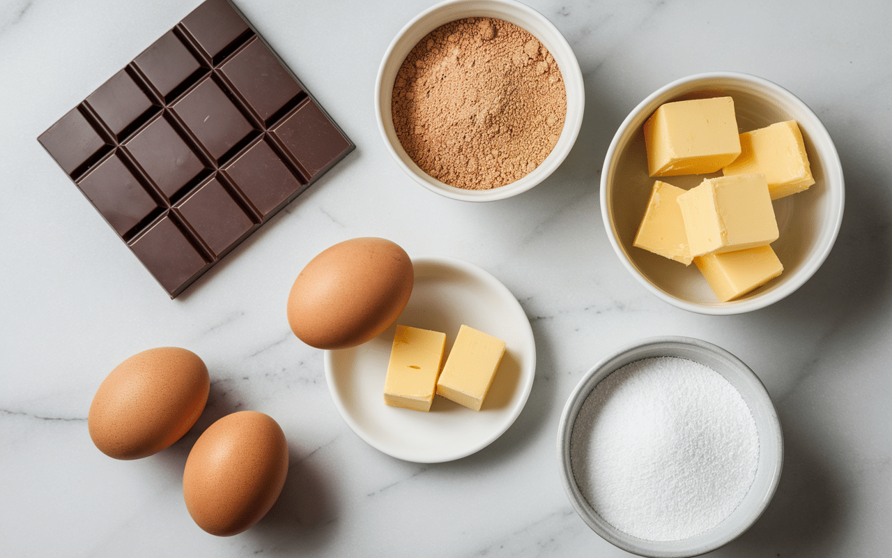 Ingrédients gâteau reine de saba mercotte chocolat amande