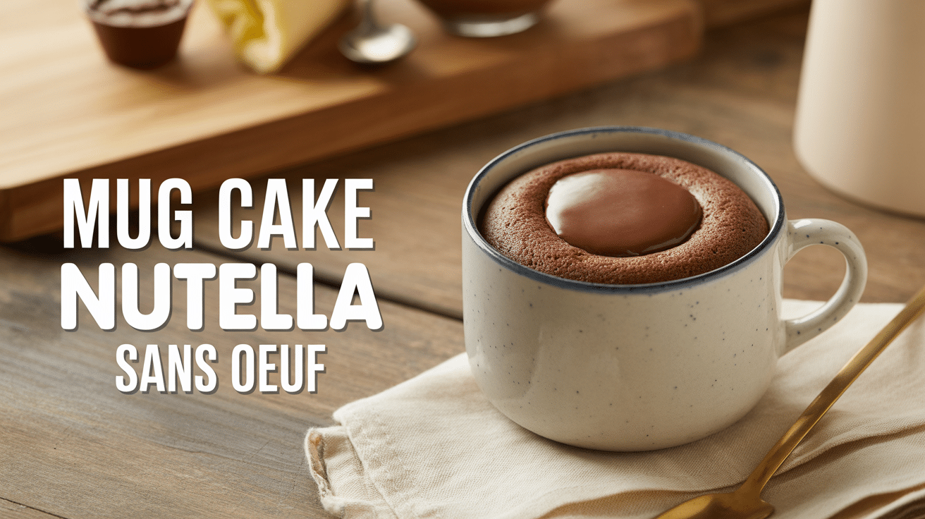 mug cake nutella sans oeuf tasse chocolatée table bois