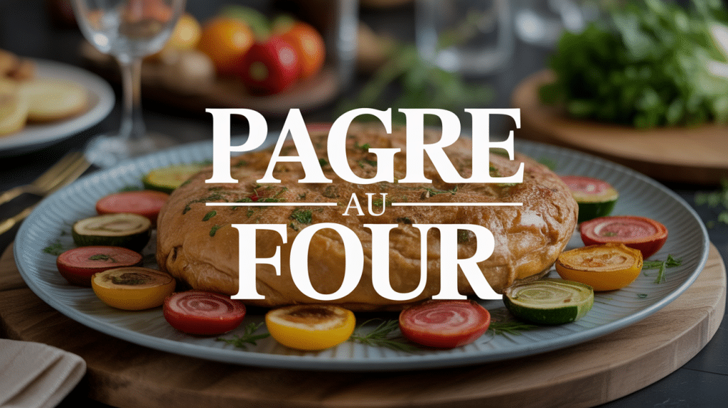 pagre au four entier doré avec légumes rôtis