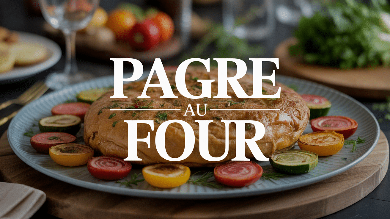 pagre au four entier doré avec légumes rôtis