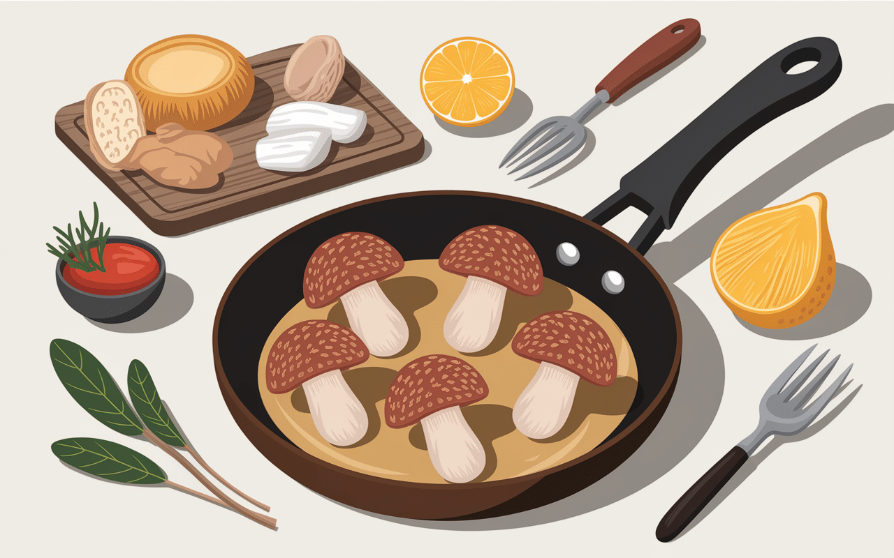 Pied de mouton émincé à la poêle ingrédients frais