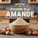 poudre d'amande périmée vue de dessus avec amandes entières