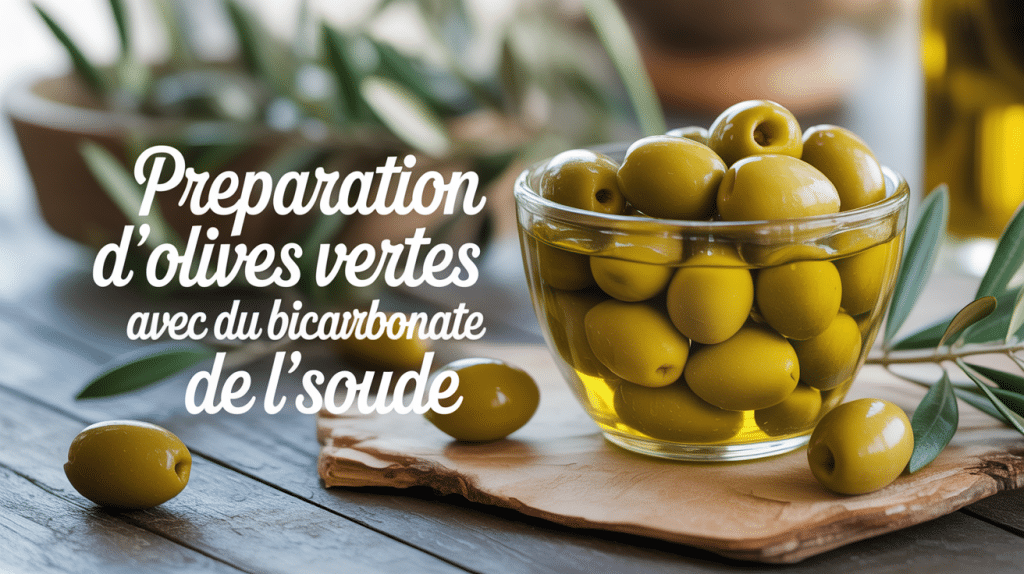 Bocal olives vertes saumure préparation bicarbonate de soude