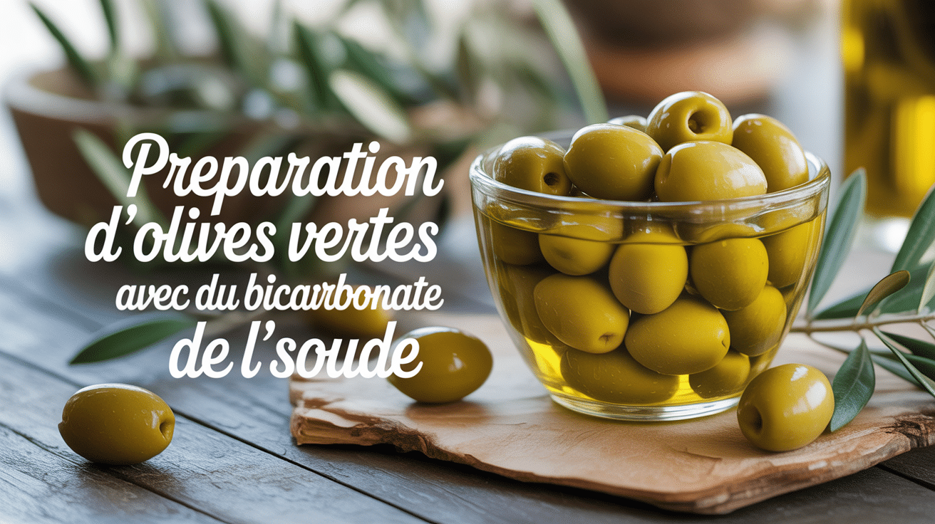 Bocal olives vertes saumure préparation bicarbonate de soude
