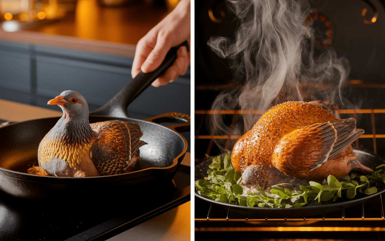 Cuisson recette pigeonneaux à la poêle et au four