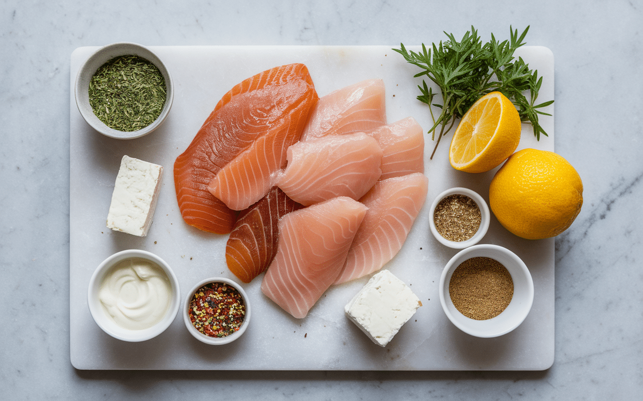 ingrédients frais gratin de poisson gastronomique