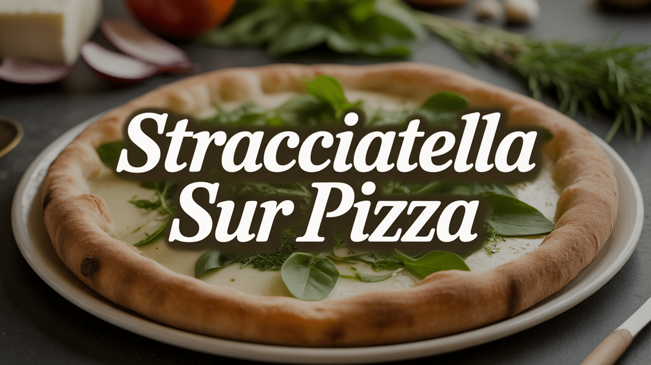 Stracciatella on pizza artisanale fromage frais crémeux