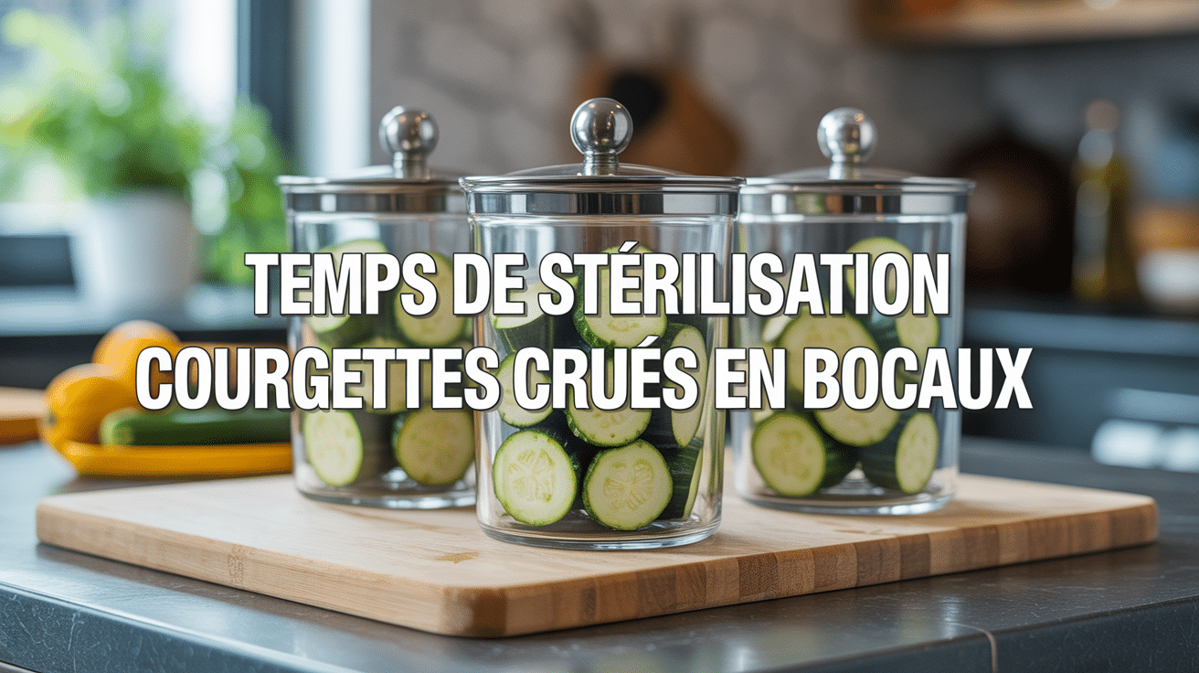 temps de stérilisation courgettes crues Le Parfait en bocaux sur plan cuisine