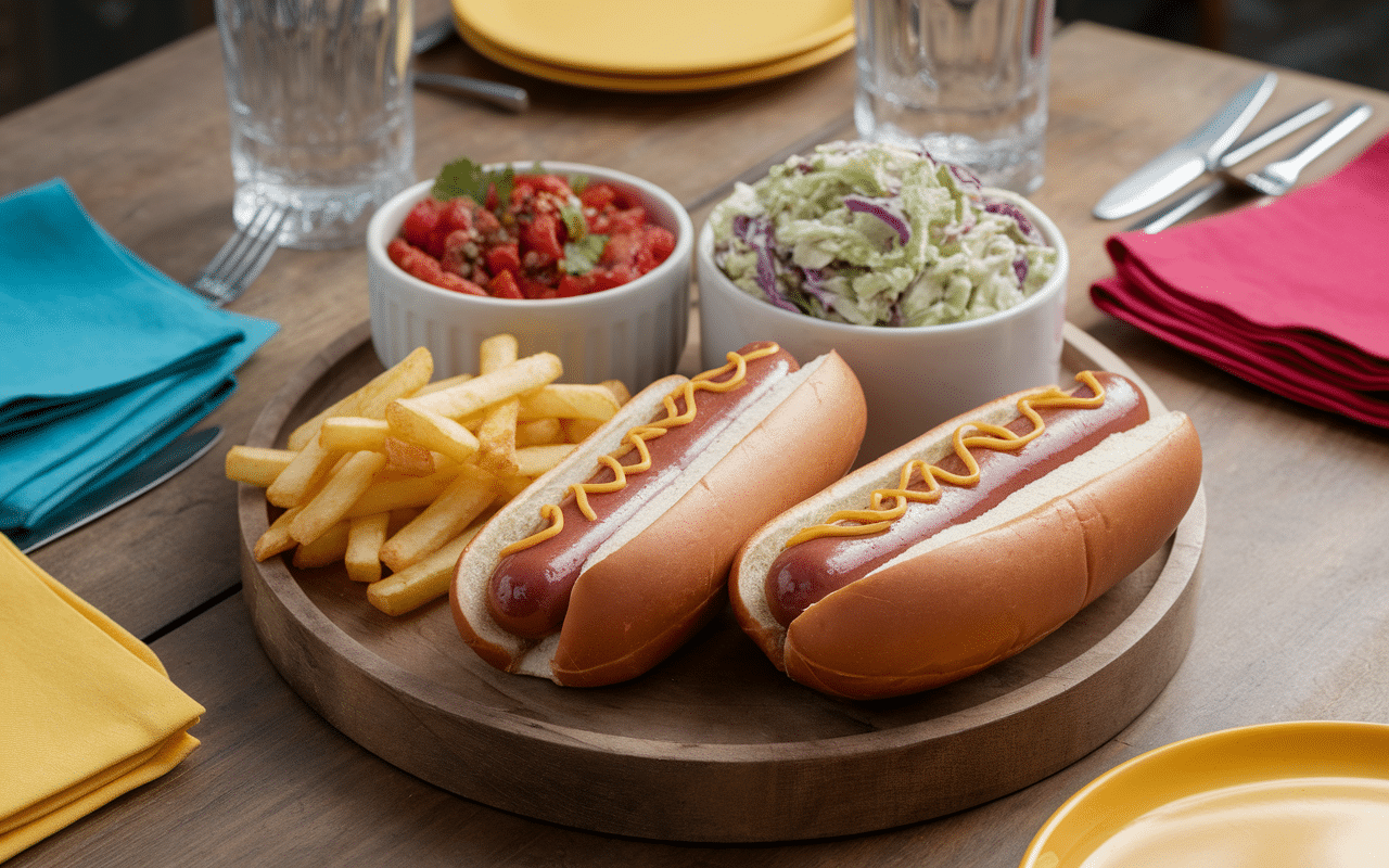 Accompagnement hot dog frites coleslaw chips