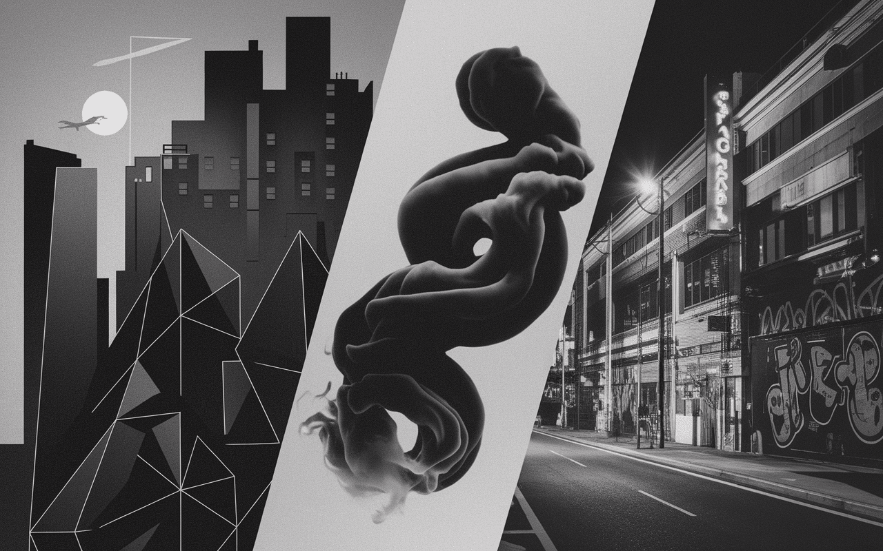 collage influences black and smoke artistique