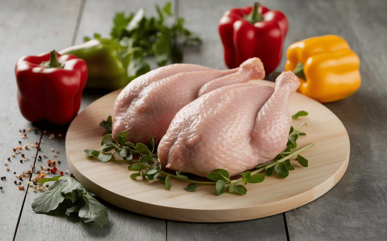 ingrédients frais blanc de poulet au poivron