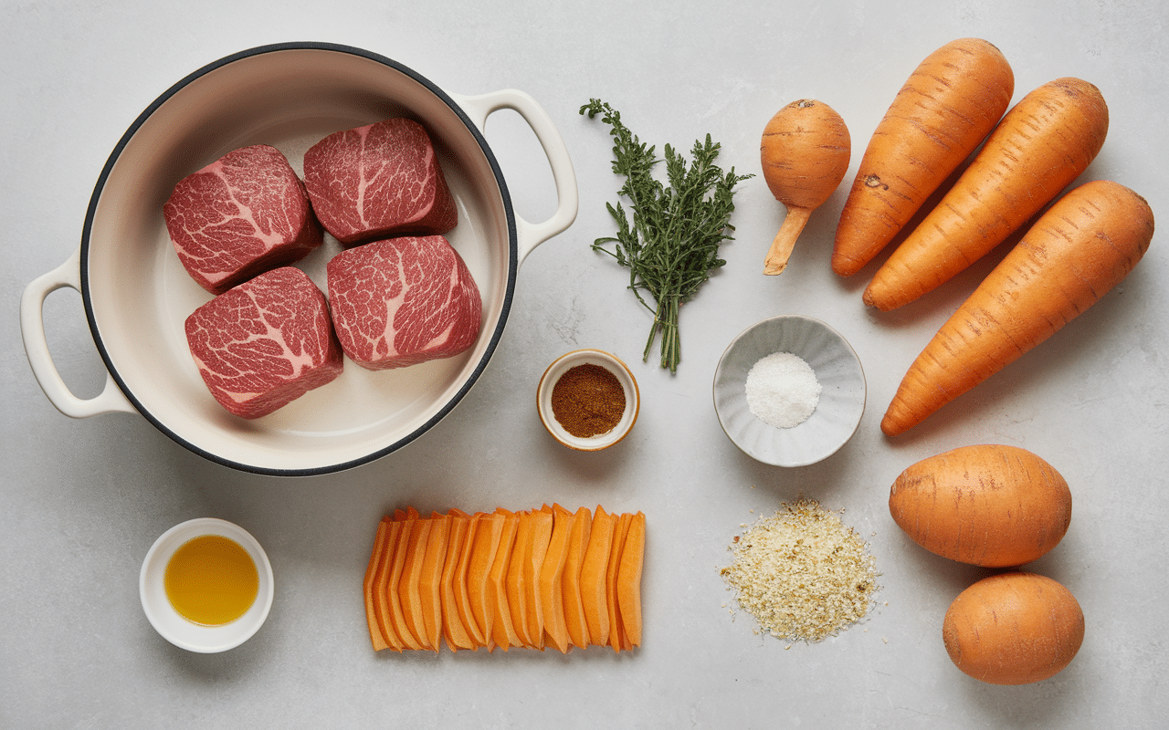 etapes préparation boeuf braisé aux carottes ingrédients cocotte