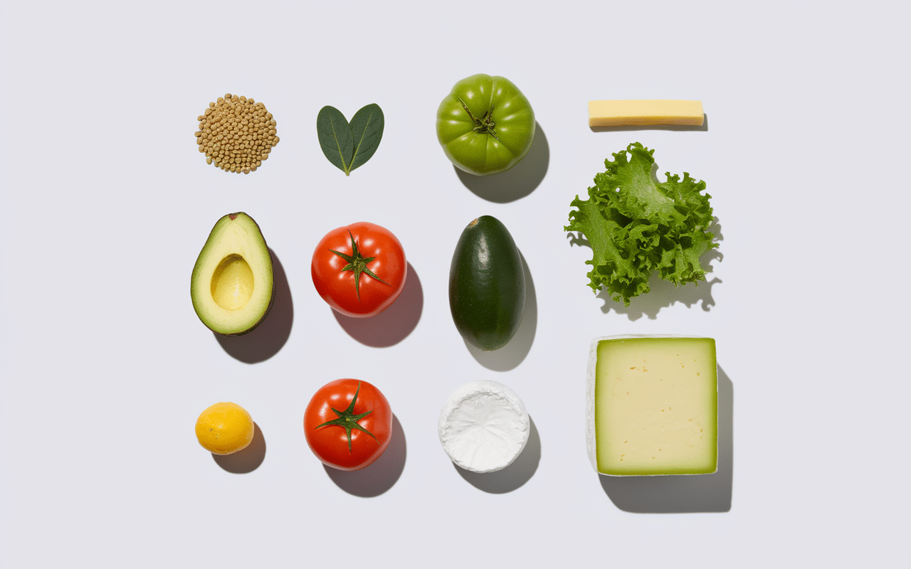 ingrédients california hamburger avocat salade fromage