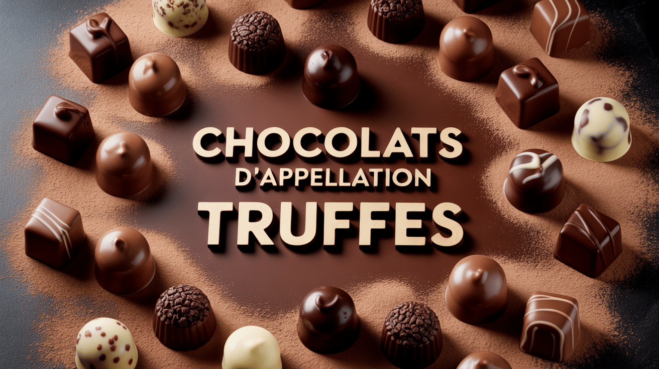 Luxueuses chocolats d'appellation truffes sur plateau élégant