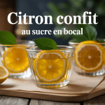 bocaux citron confit sucre en bocal sur table rustique