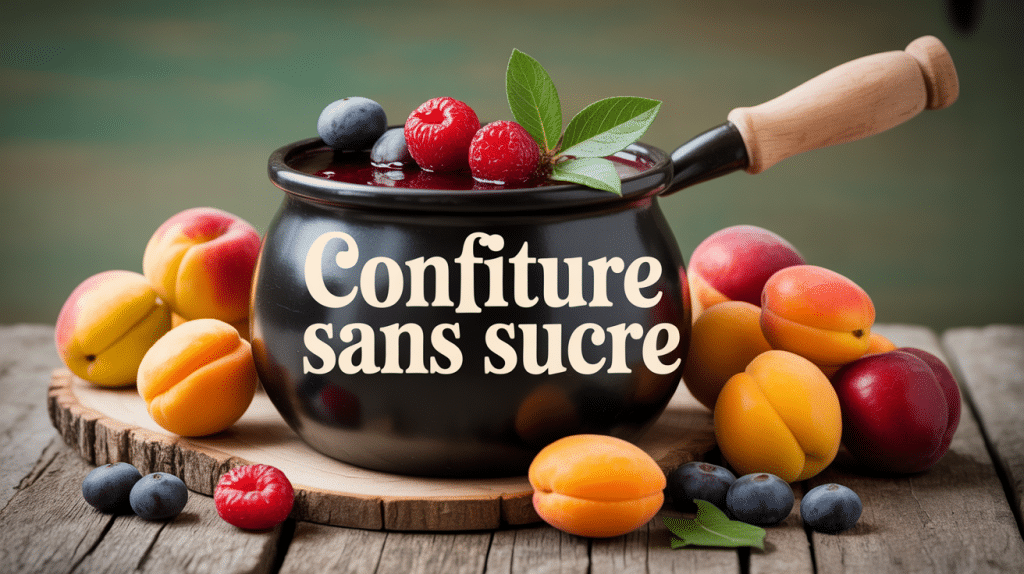 Pot de confiture sans sucre artisanal avec fruits frais