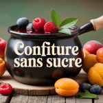 Pot de confiture sans sucre artisanal avec fruits frais