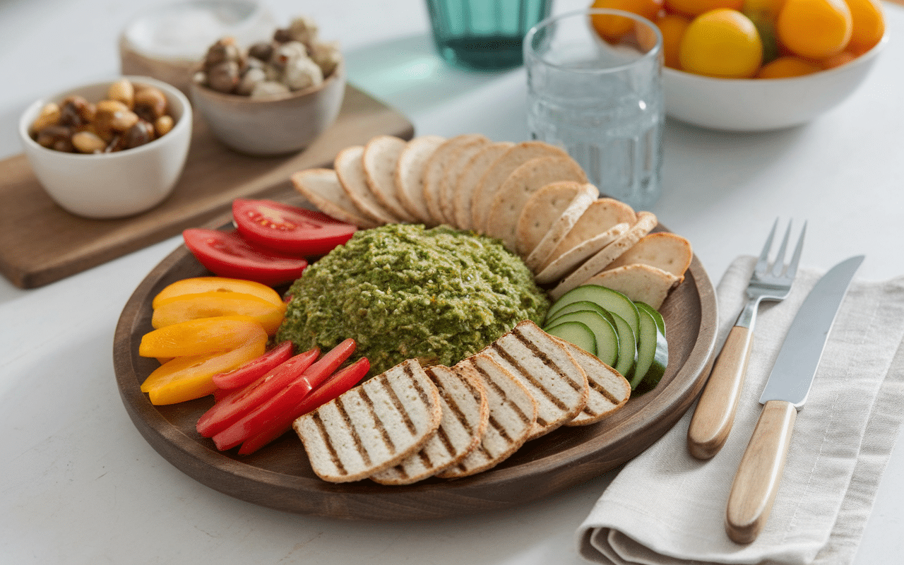 Plateau apéritif tapenade verte Thermomix et légumes