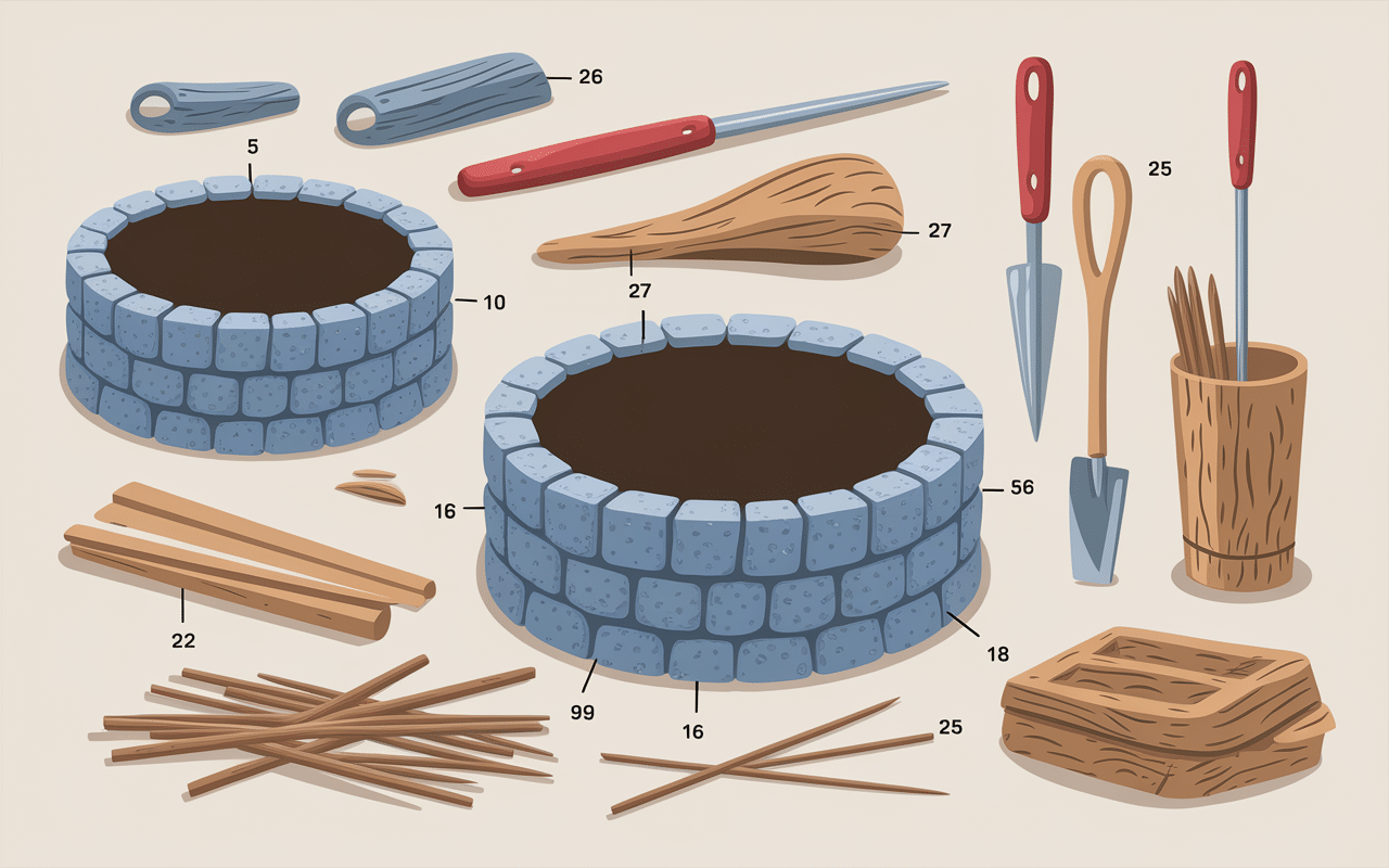 étapes construction four palestinien illustration technique