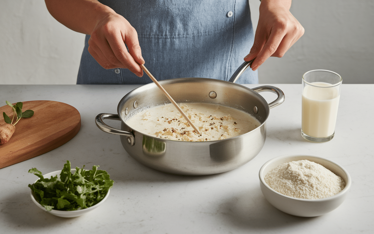 creme de riz recette en cuisson dans casserole cuisine