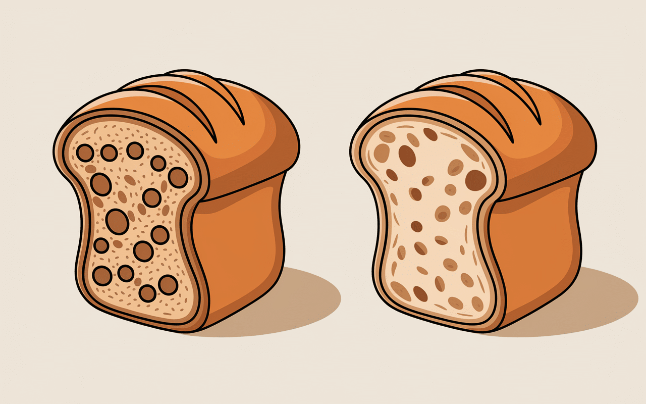 Dégazer une pâte à brioche coupe comparée mie
