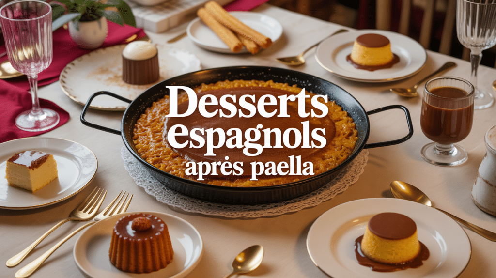 Table avec dessert espagnol après une paella