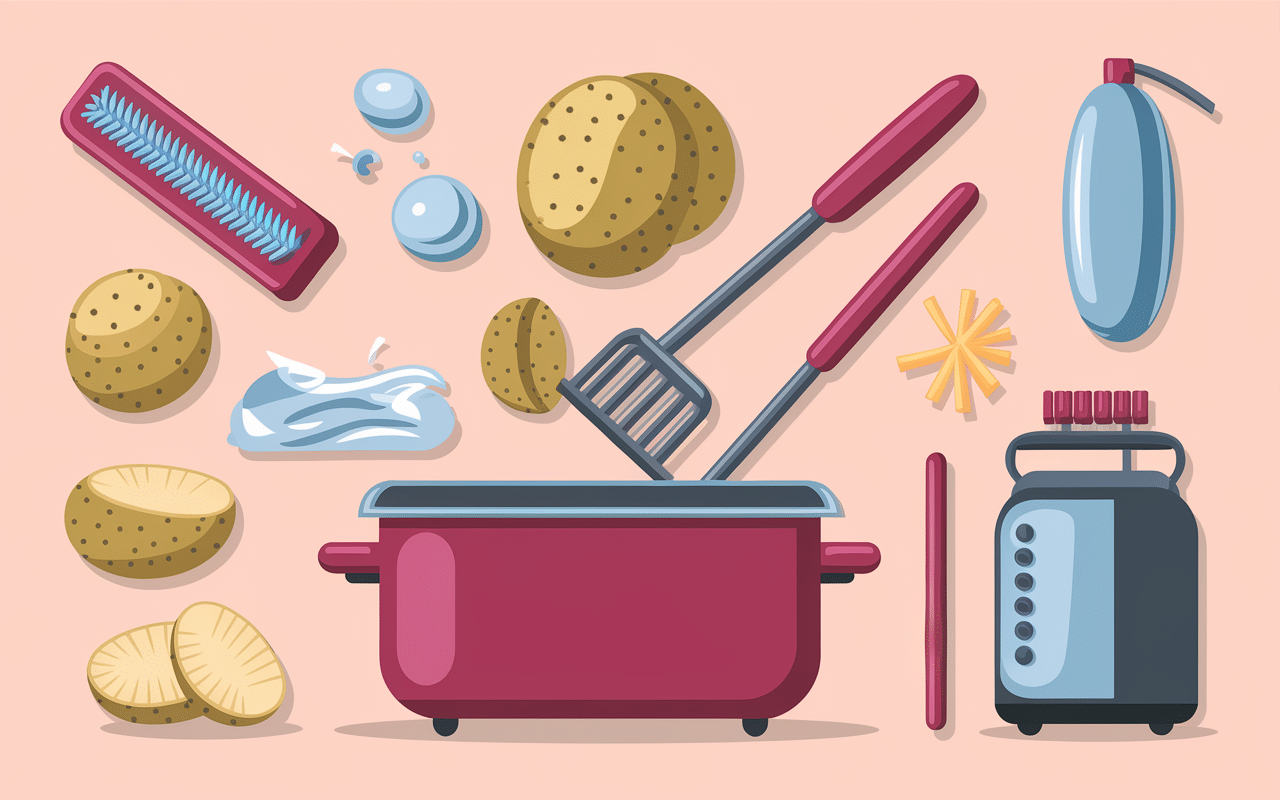 Nettoyer coupeur de pomme de terre démonté avec accessoires