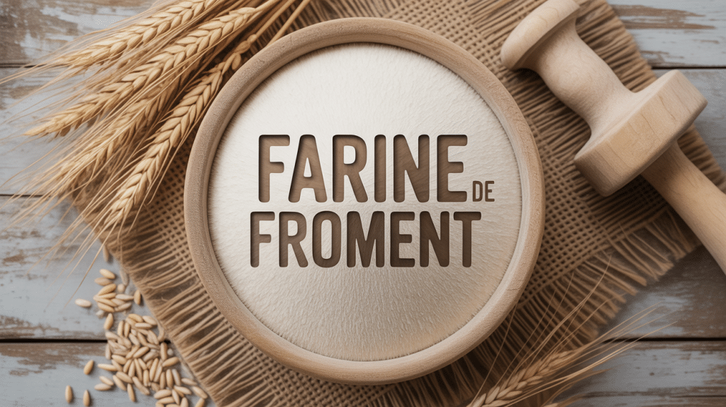bol de farine de froment avec épis de blé