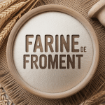 bol de farine de froment avec épis de blé