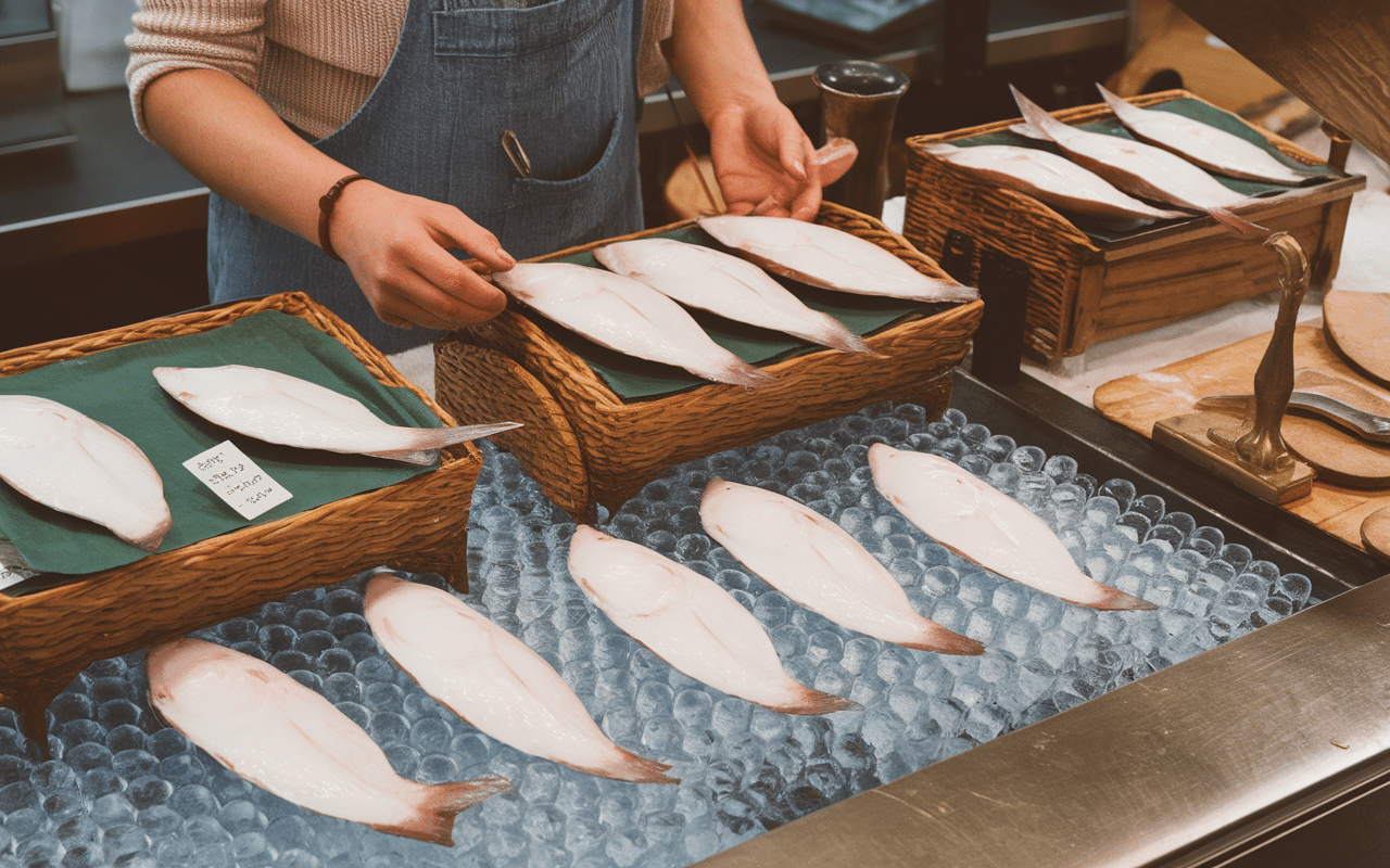 Vérification d’un filet de lingue chez le poissonnier