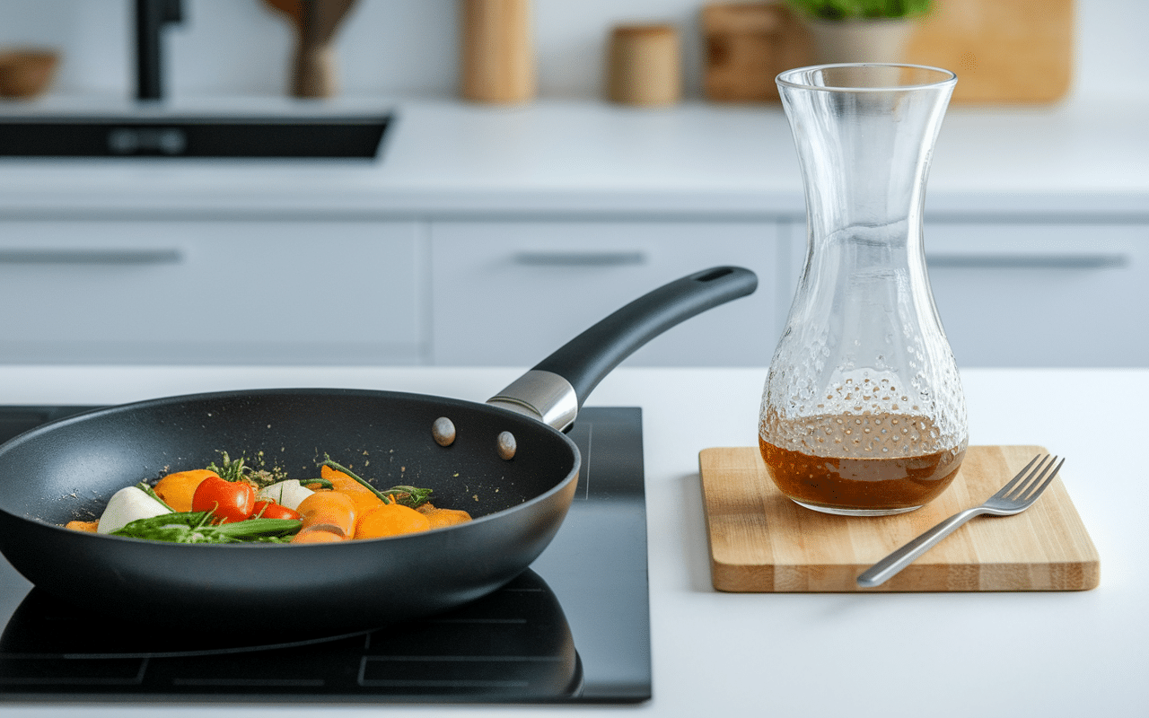 cuisiner graisse de porc en cuisine légumes poêle