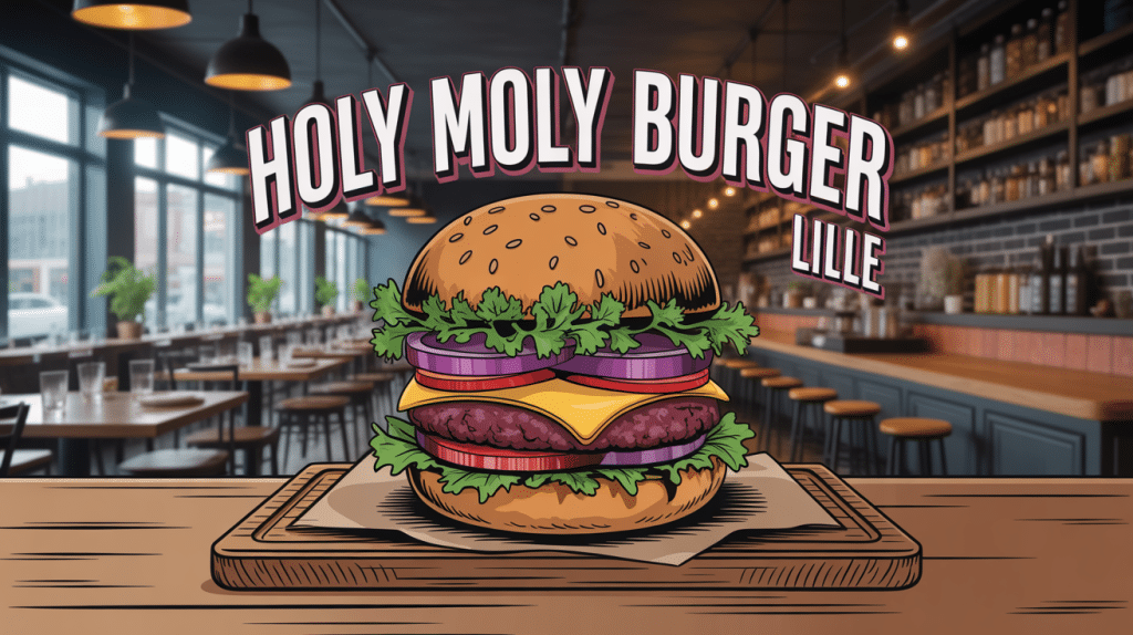 holy moly burger lille burger gourmet sur planche en bois