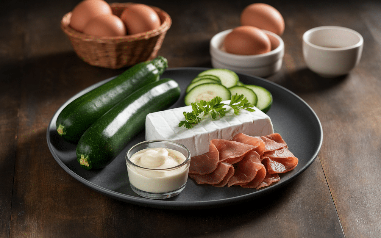 Ingrédients pour quiche courgettes chèvre lardons