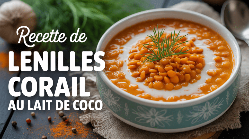 Lentilles corail au lait de coco recette servies dans un bol crémeux
