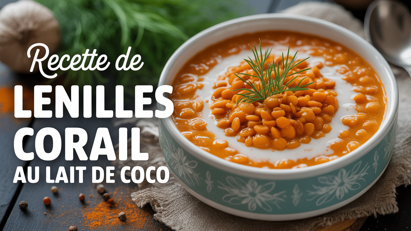 Lentilles corail au lait de coco recette servies dans un bol crémeux