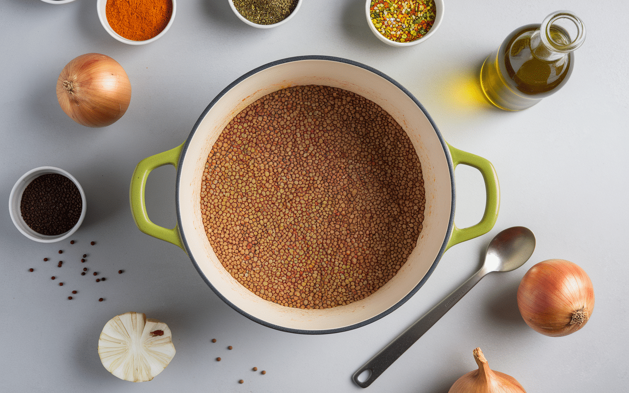 Préparer lentilles corail au lait de coco recette étape cuisson