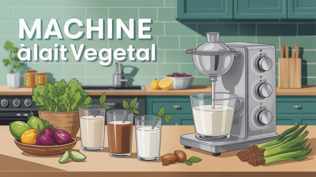 Machine à lait végétal moderne et ingrédients en cuisine